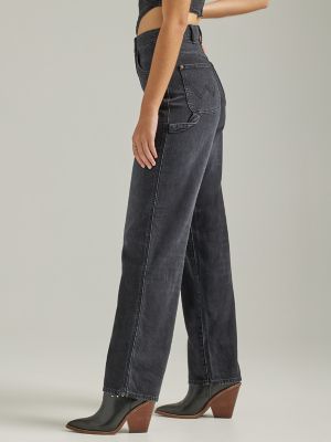 J8B high-waisted wide-leg jeans in vintage-look denim with a logo