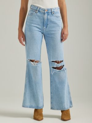 Women's Bonnie Destructed Loose Flare Jean in Bad Intentions