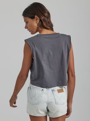 Grey sleeveless t store shirt