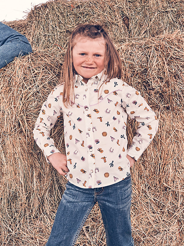 Girl's Cacti Cowgirl Boot Western Snap Shirt