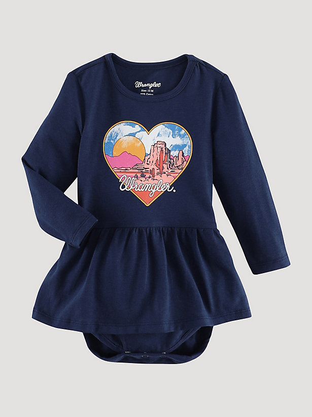 Baby Girl's Heart Graphic Skirted Bodysuit