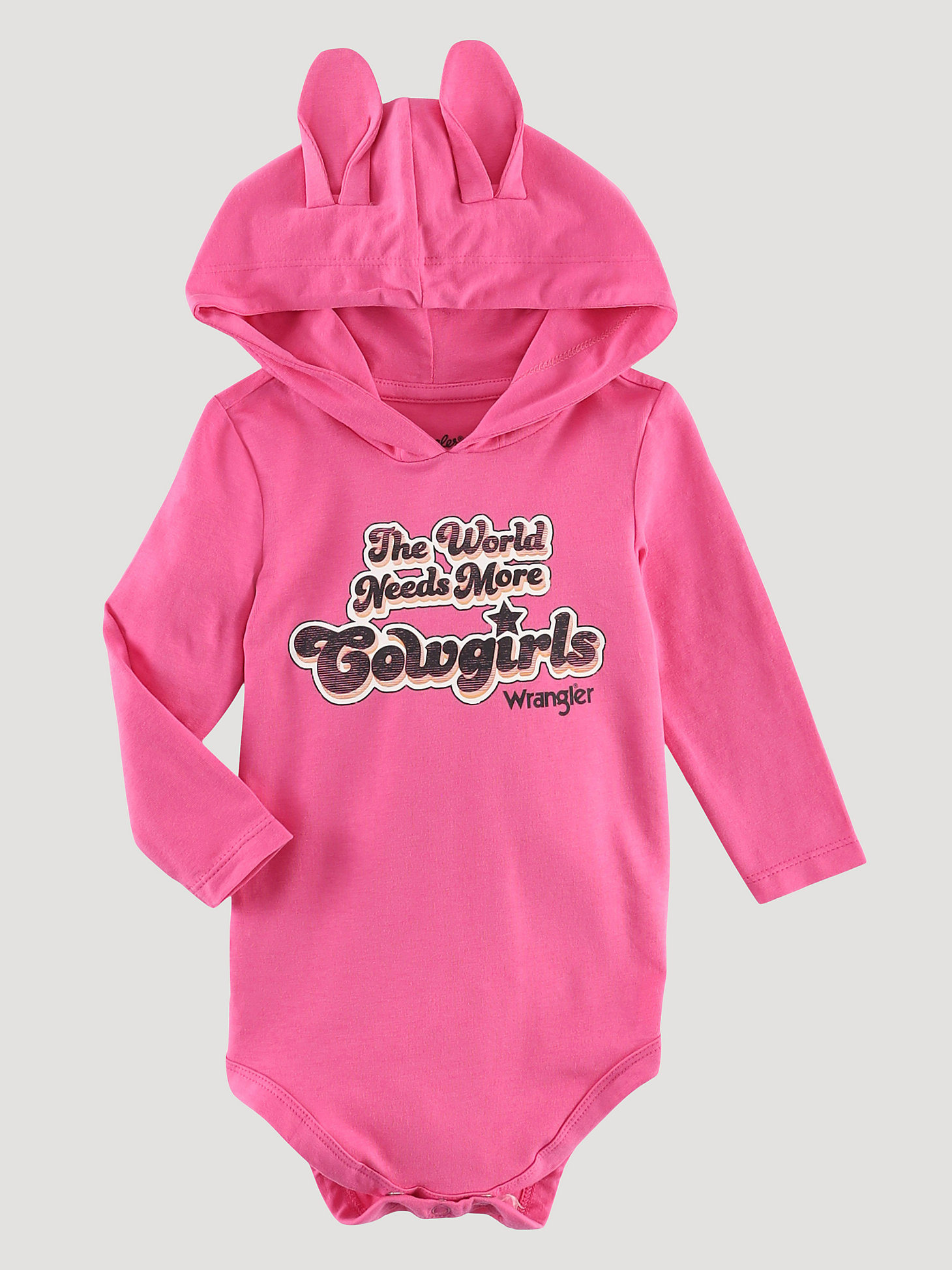 Baby Girl's Cowgirls Hooded Bodysuit in Pink main view