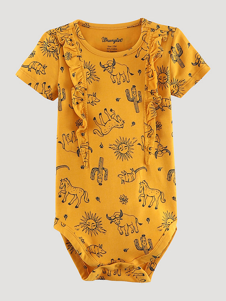 Baby Girl's Desert Sun Ruffle Bodysuit in Yellow main view