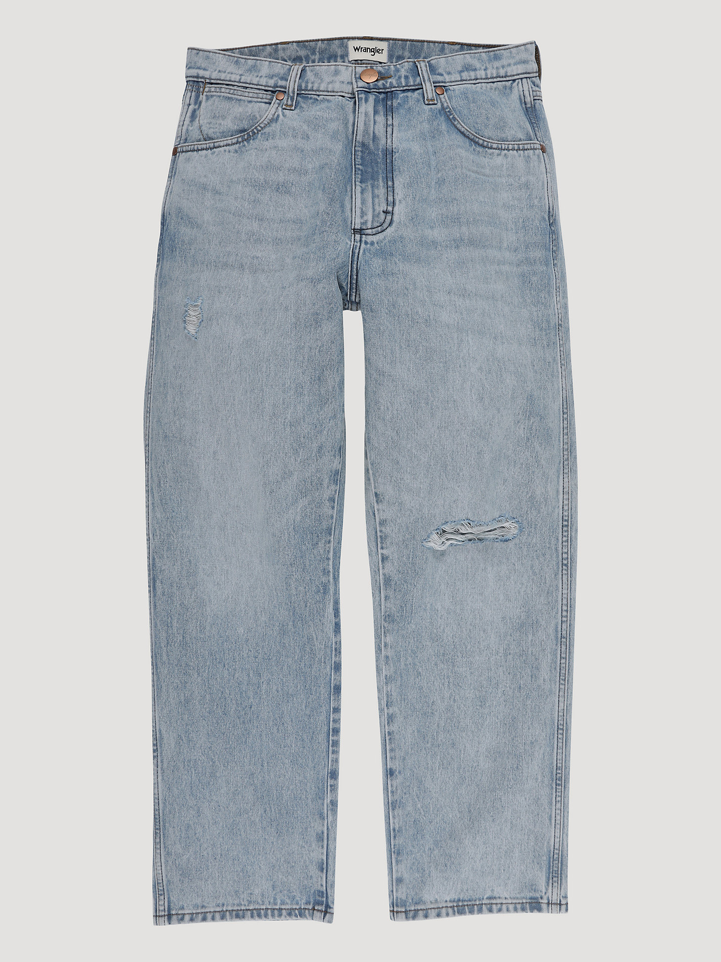 Men's Wrangler® Heritage Redding Loose Fit Jean in Ripped Light Wash alternative view 7