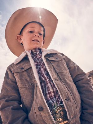 Boy's Wrangler® Cowboy Cut® Sherpa Lined Corduroy Jacket in Nomad