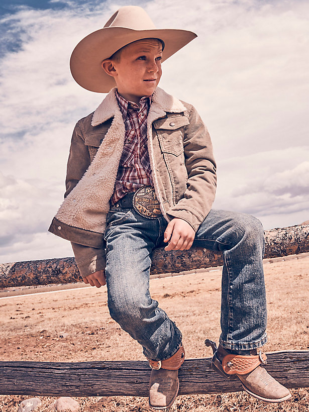 Boy's Wrangler® Cowboy Cut® Sherpa Lined Corduroy Jacket in Nomad