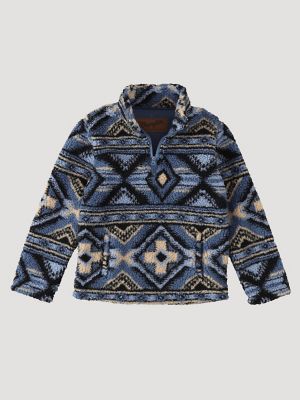 Men's Wrangler® Heavyweight Quarter-Zip Sherpa Pullover in Water Blue