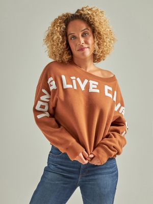 Women's Wrangler Long Live Cowboys Cinched Fleece Pullover