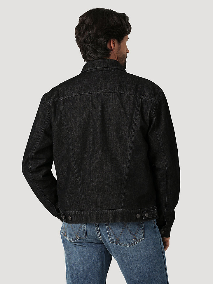 Wrangler® Cowboy Cut® Sherpa Lined Denim Jacket in Black Obelisk alternative view