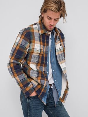 Men's Wrangler Sherpa Lined Flannel Shirt Jacket