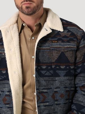 Men's Wrangler® Sherpa Lined Jacquard Print Jacket, JACKETS & OUTERWEAR