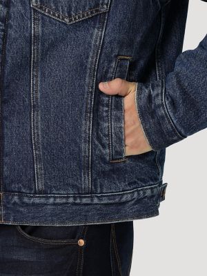 Men's Wrangler Retro® Sherpa Lined Western Denim Jacket in Blue Indigo