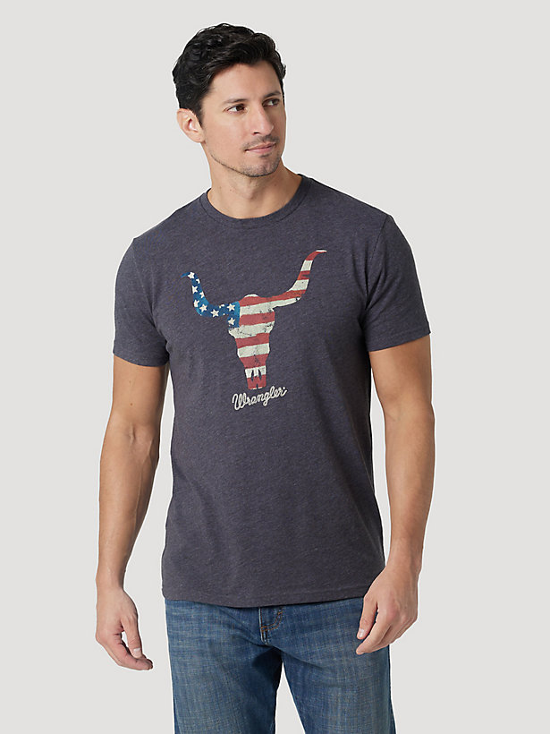 Men's Americana Steer Head T-Shirt in Charcoal