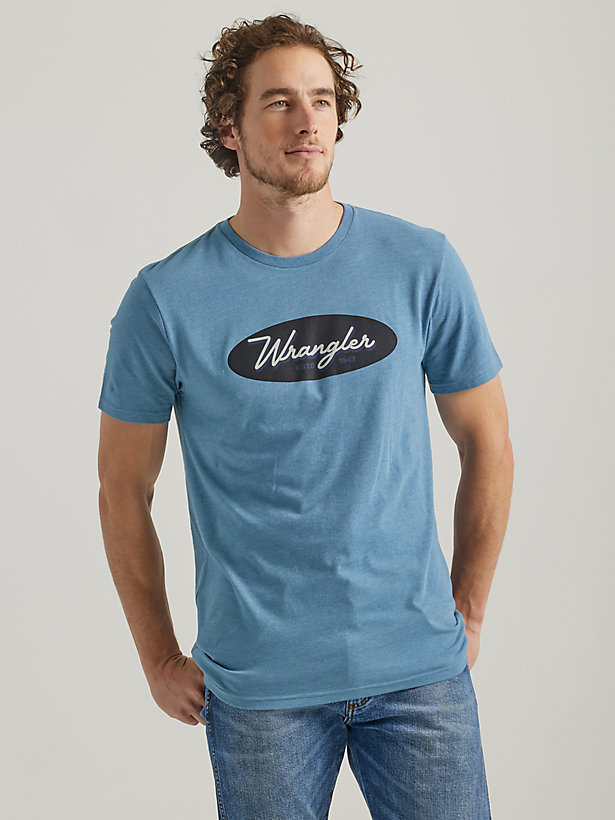 Men's Oval Logo Graphic T-Shirt in Medium Blue