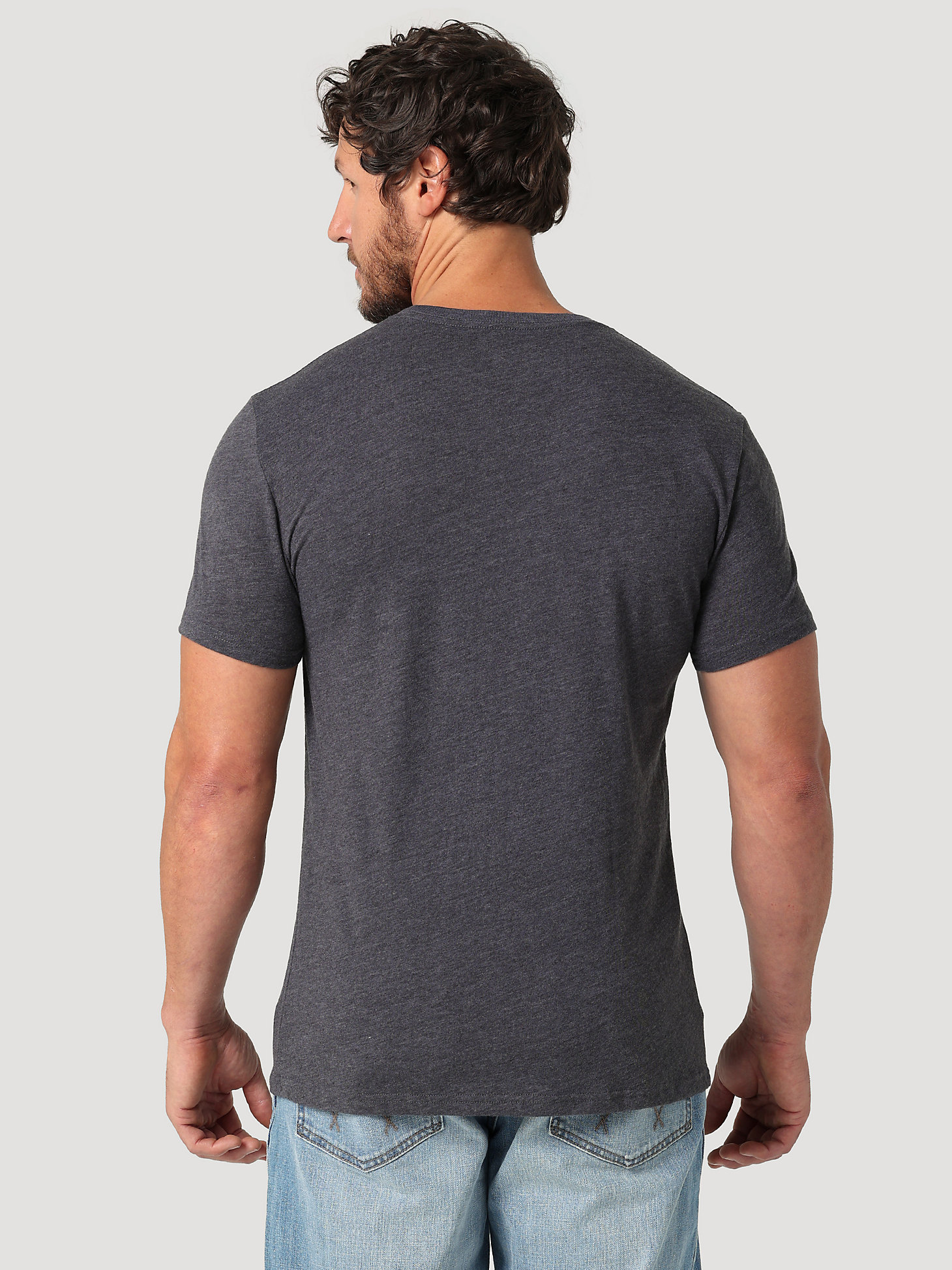 Men's Short Sleeve Paint Stencil Script Logo T-Shirt in Charcoal alternative view 2