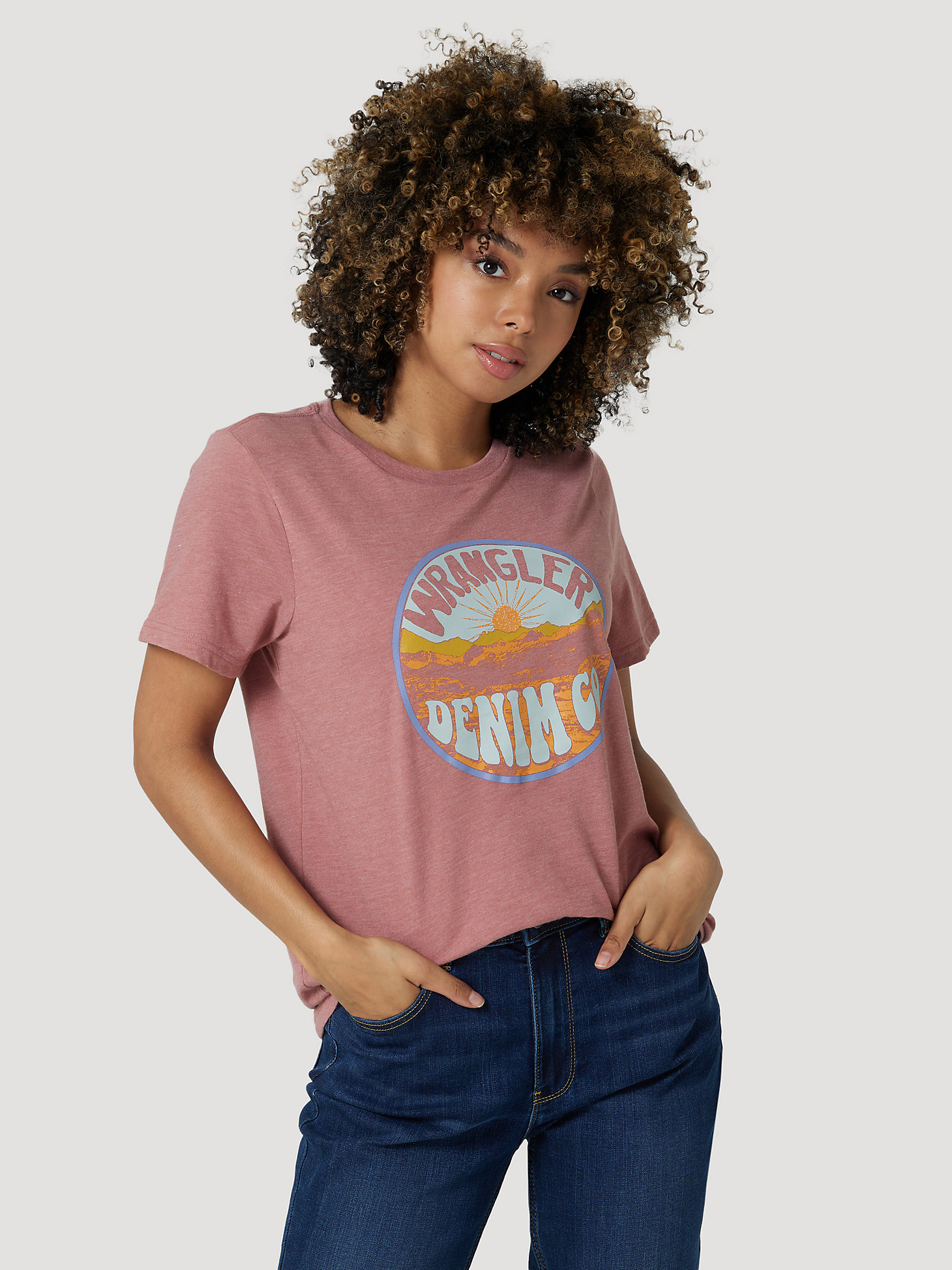 Women's Wrangler Denim Co. Tee in Whithered Rose main view