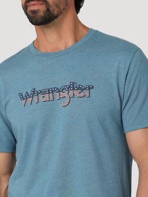 Wrangler Mens Outdoor Cowboyboy Graphic T-Shirt Medium Blue Size M