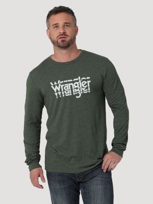 Wrangler Men's Logo Long Sleeve Print Shirt