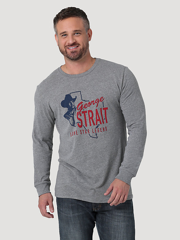 Men's George Strait Long Sleeve Graphic T-Shirt in Graphite Heather