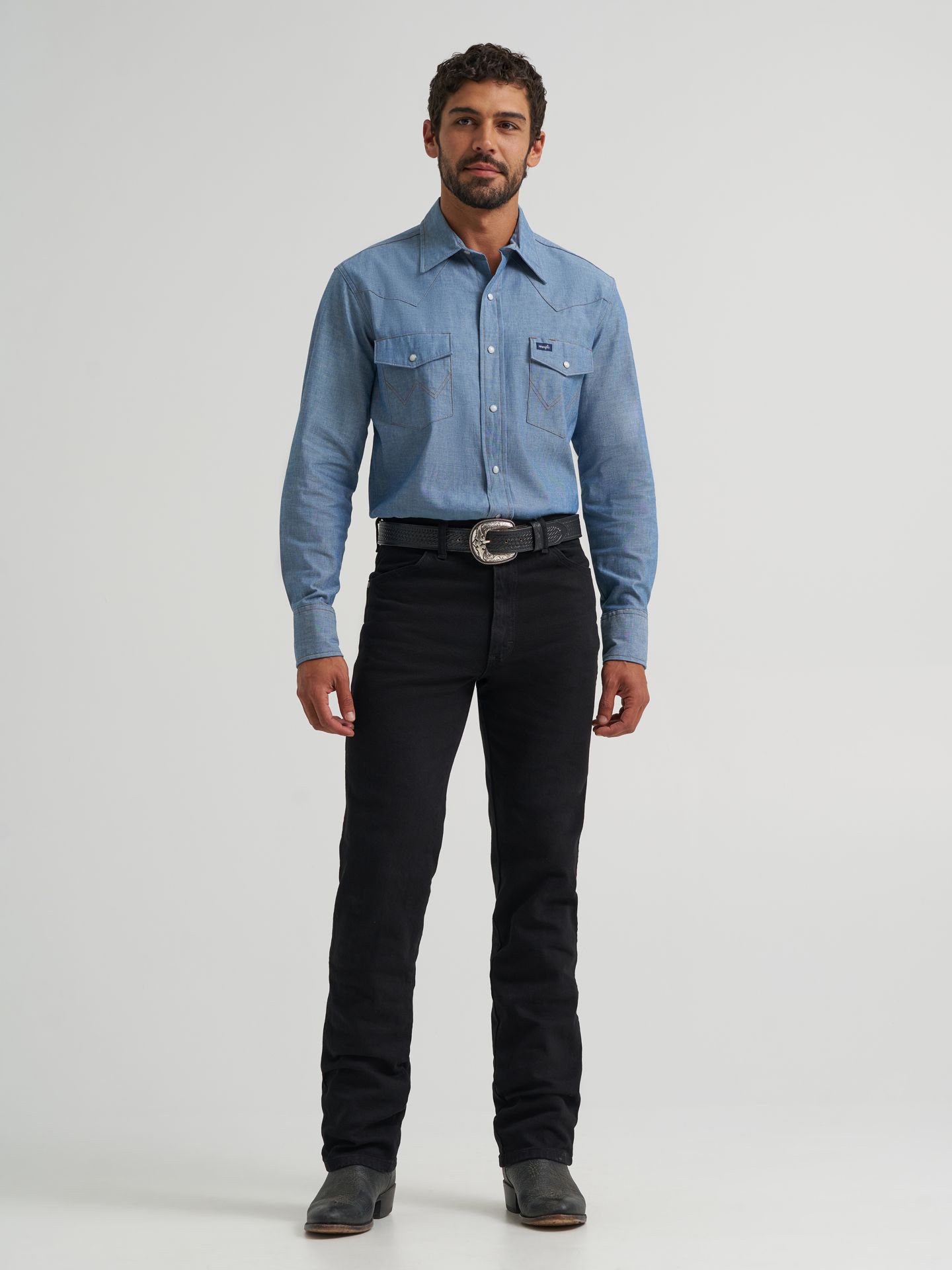 Мужские джинсы Wrangler Cowboy Cut® Slim Fit Active Flex, цвет: Чёрный — фото 1