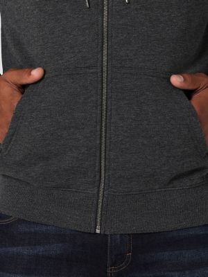 Mens grey discount full zip hoodie