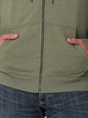 Mens green zip online hoodie