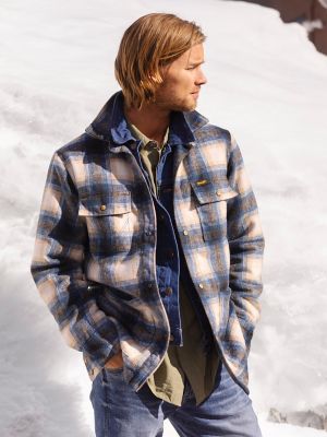 Men's Wrangler Quilt Lined Flannel Shirt Jacket in Tannin