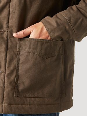 Men's Western Lined Canvas Barn Coat in Waxed Chocolate Chip