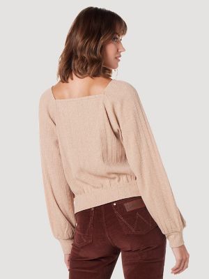 TONAL EMBROIDERED SQUARE NECK BLOUSE  Blouse, Square neck, Square neck top