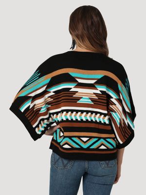 Women's sweater poncho sale with sleeves