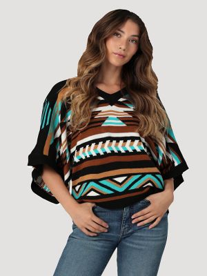 Women's Wrangler Draped Sleeve Boxy Poncho Sweater | Women's TOPS