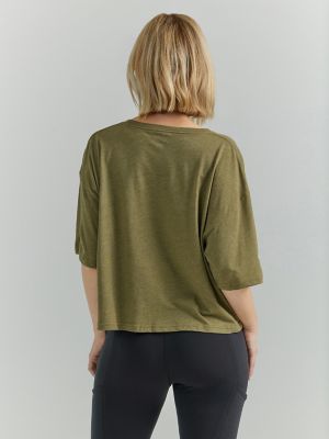 Wrangler ATG Womens Crop Tee Capulet Olive Size M