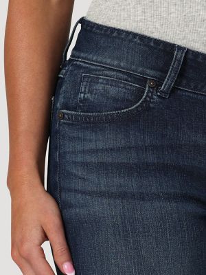 Women's Mid Rise Button Zipper Multiple Pockets Straight Leg