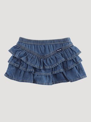 Denim on sale ruffle skirt