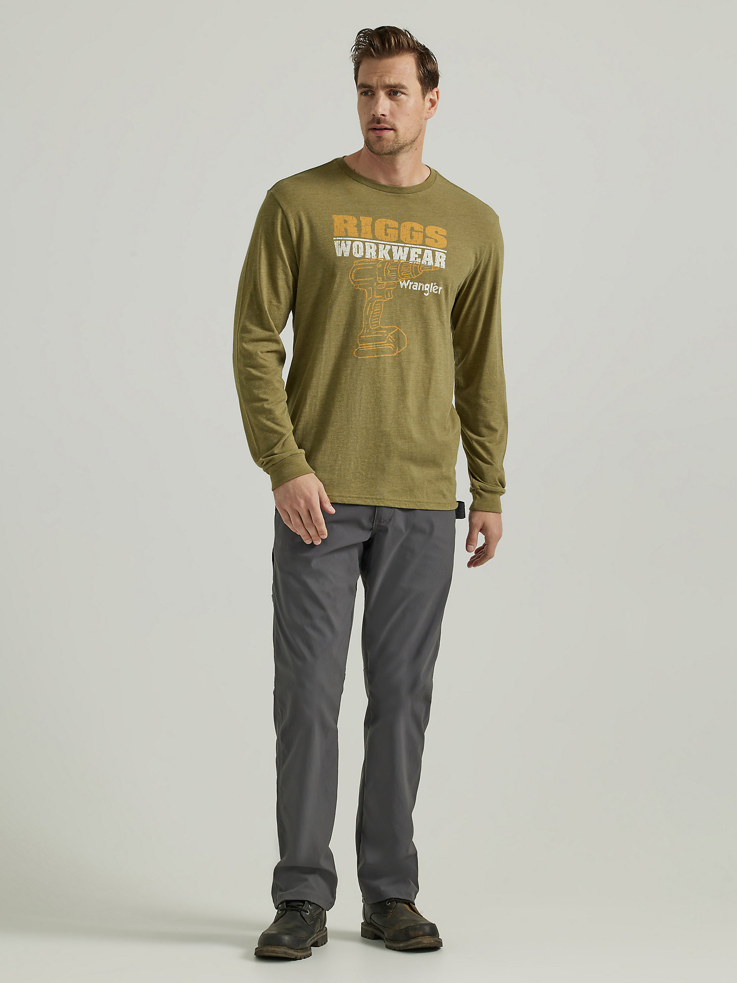 Wrangler® RIGGS Workwear® Relaxed Front Long Sleeve Graphic T-Shirt in Capulet Olive alternative view 1
