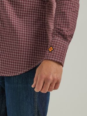 Men's Wrangler® FR Flame Resistant Long Sleeve Western Snap Plaid Shirt in Tawny Port alternative view 5