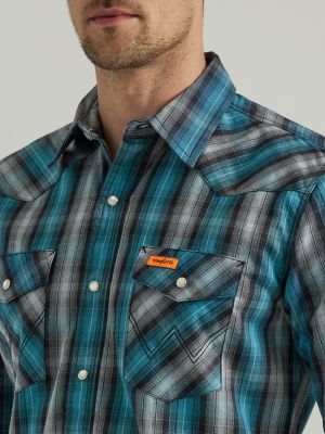 Wrangler&reg; FR Flame-Resistant Long Sleeve Western Snap Plaid Shirt