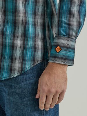 Wrangler&reg; FR Flame-Resistant Long Sleeve Western Snap Plaid Shirt