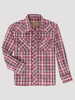 Men's Wrangler Wrinkle Resist Brown Plaid Shirt- Western Clothes