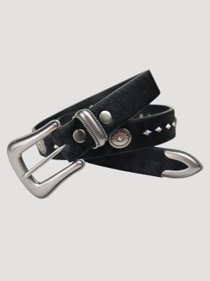 Women's Wrangler® Scalloped 3 Piece Buckle Belt in Black