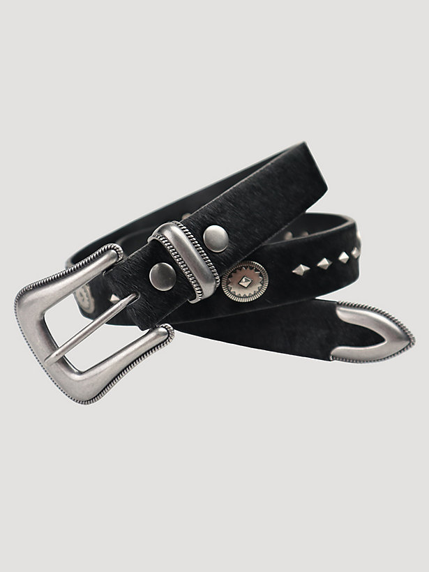Women's Scallop Three Piece Belt in Black