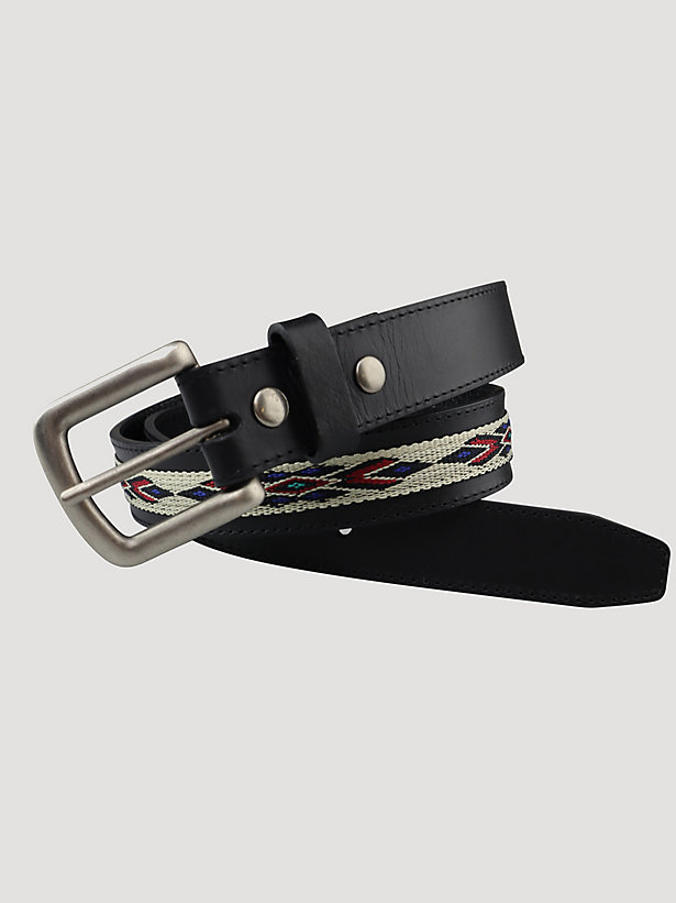 Women's Wrangler® Leather Embroidered Belt in Black