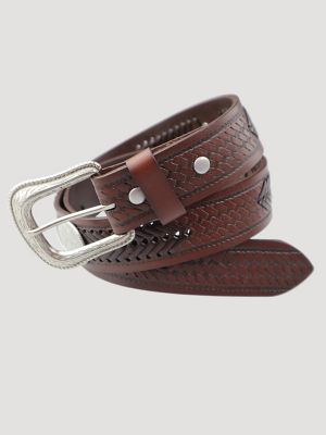 Men's Basket Weave Conchos Belt