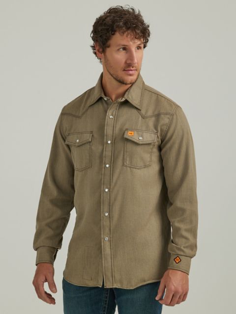 Мужские рубашки Wrangler FR Flame-Resistant 20X® Western Snap Solid Shirt