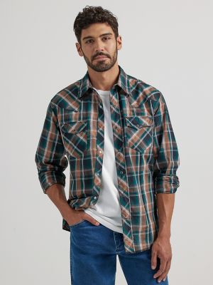 Men's Long Sleeve Fashion Western Snap Plaid Shirt - Wrangler