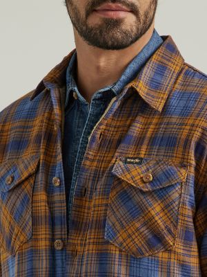 Men's Heavyweight Sherpa Lined Plaid Shirt Jacket