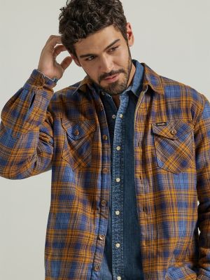 Men's Heavyweight Sherpa Lined Plaid Shirt Jacket