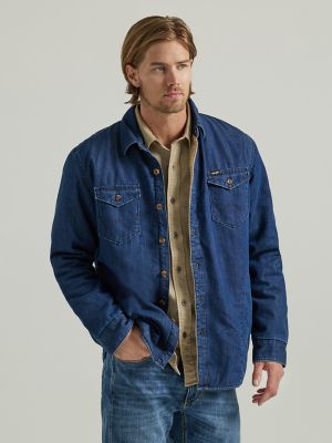 Men's Fleece Lined Denim Button Down Shirt