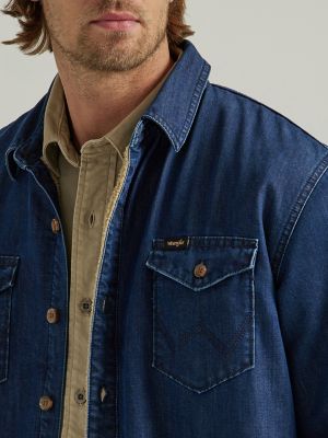 Mens lined denim shirt jacket sale