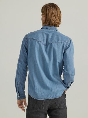 Denim pearl snap on sale shirt